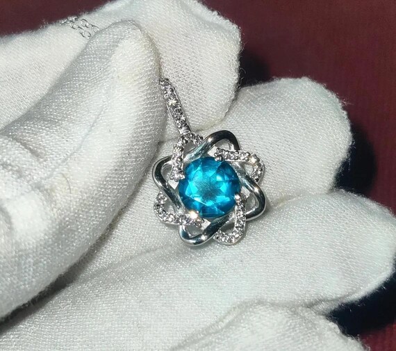 Ciondolo In Argento Con Topazio Blu 81,50 Carati, Taglio Trilione – Gioiello Artigianale Unstoppablegems