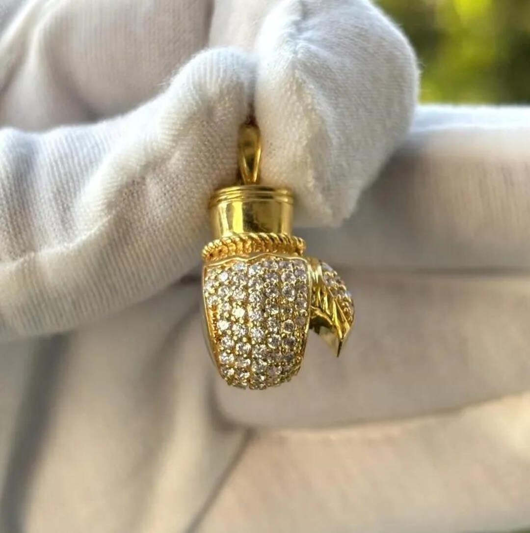 Diamond Boxing Glove Pendant Round Cut Lab-created Diamond Pendant 925 ...