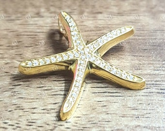 1,00CT rundslipad diamant sjöstjärnhänge - 14K gult guld
