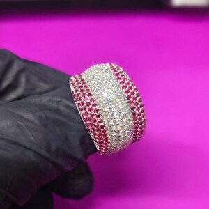Round Cut Simulated Pink Ruby Cluster Ring 14K White Gold Plated 925 Sterling Silver, Engagement , Anniversary Ring