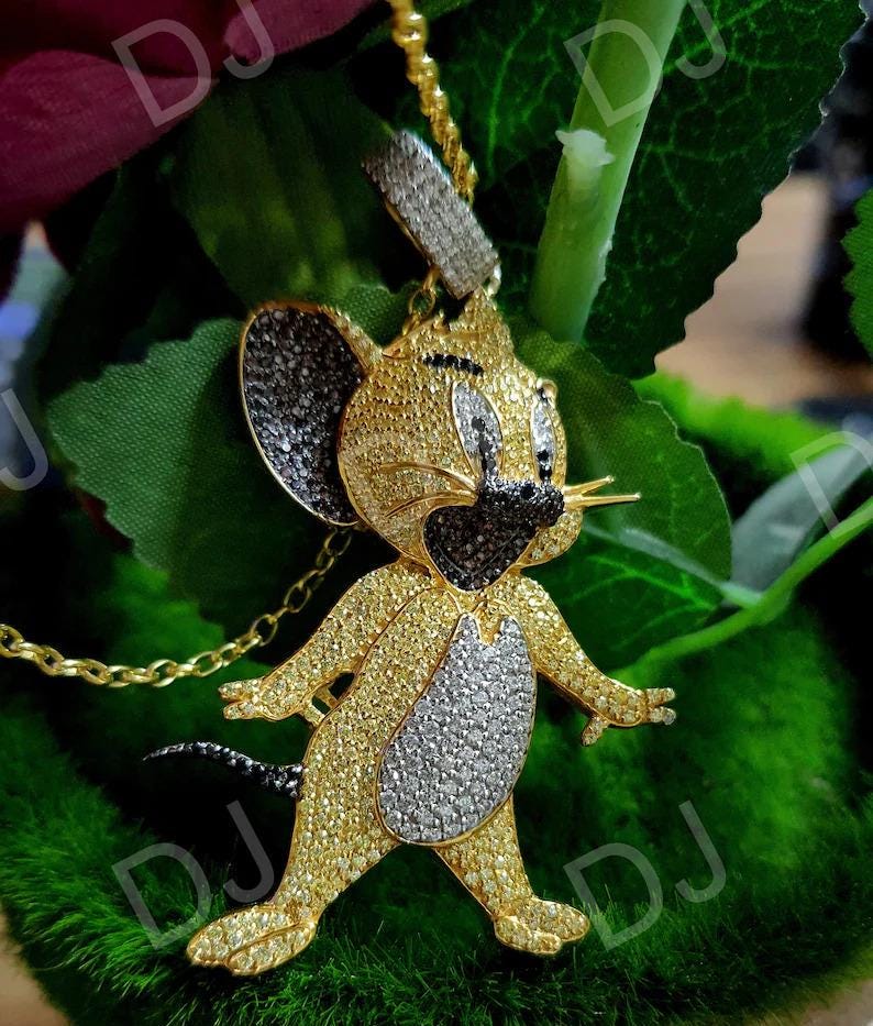 4 karat flerfärgat diamanthänge med Musse Pigg: 14k gult guld över bild 8