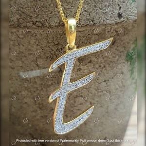 2CT redondo corte D/VVS1 diamante infinito letra "E" pingente acabamento em ouro branco 14K com corrente grátis de 18"