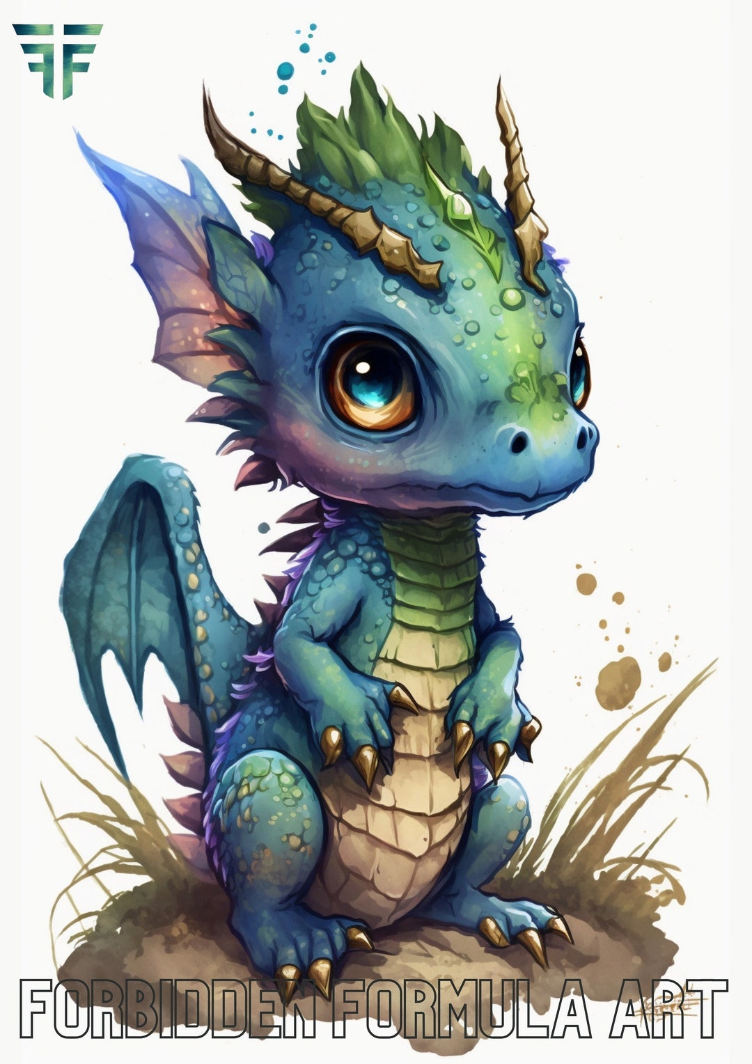 Magical Creatures Baby Dragon Watercolor Nursery Art Wall Watercolor ...