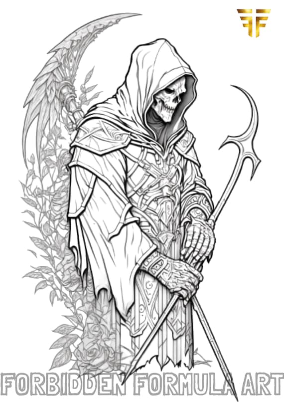 Grim Reaper With Wings Coloring Pages