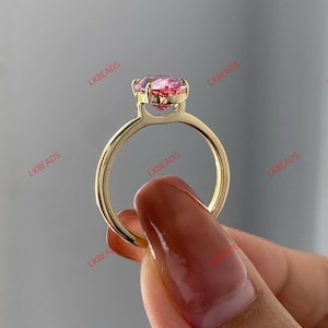 Anniversary Ring in 14k Gold Plated Sterling Silver with Pink Sapphire. (Choose your ring Size)
