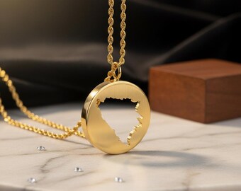 Bosnia Brass Map Pendant Necklace, Minimalist State Outline Jewelry