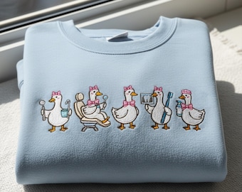 Dental Assistant Ducks Embroidery Sweatshirt – Dentist Hygienist Gift – Funny Dental Team Apparel