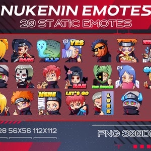 Nukenin Ninja Twitch Static Combo 20 Emotes, Ninja Villain Emotes Combo For Streamer, Youtuber, Powerful Shinobi Ninja Emotes For Gamer