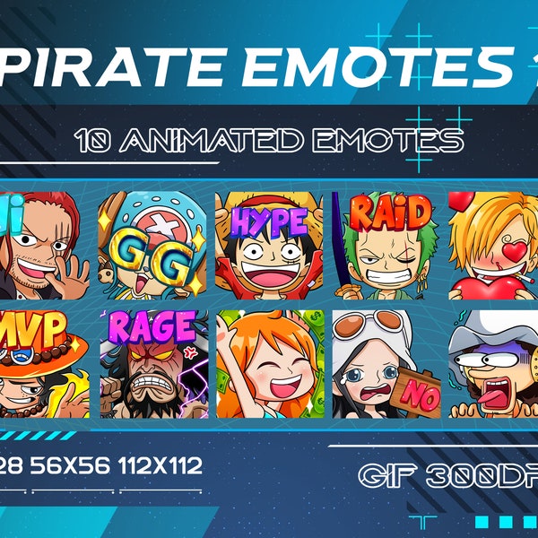 Pirates Team Anime Twitch Animated Emotes Pack 1, Anime Pirates Team Twitch Animated Emotes, Pirates Team Animated Emotes For Streamer