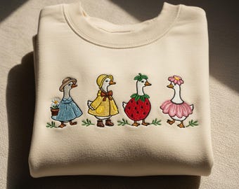 Sweat-shirt à motif canards brodés • Pull Cottagecore Spring