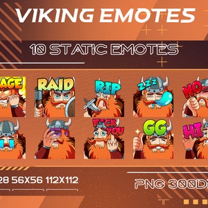10 Viking Twitch Static Emotes Pack, Viking Pack Youtube Discord Emotes Pack, Rage, Raid, RIP Viking Emotes For Streamer, Gamer