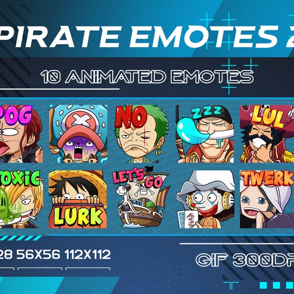 Pirates Team Anime Twitch Animated Emotes Pack 2, Anime Pirates Team Twitch Animated Emotes, Pirates Team Animated Emotes For Streamer