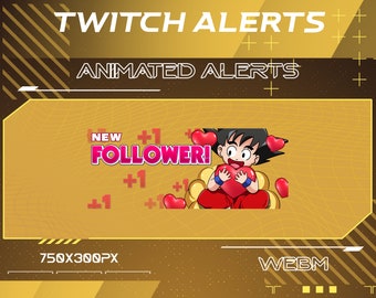 New Follower SSJ Anime Animated Twitch Alert, New Follower SSJ Stream Alerts Animated Webm File, Anime DBZ Boy Twitch Animated Emote