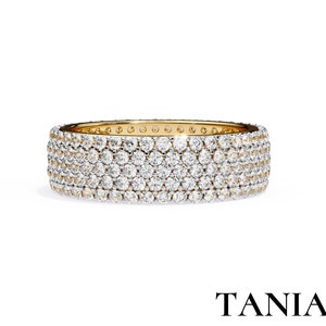 Pave Moissanite Eternity Ring, Unique Band Stack Ring, Moissanite Stack Ring, 5 Row Pave Eternity Band, Art Deco Ring, Anniversary Gift