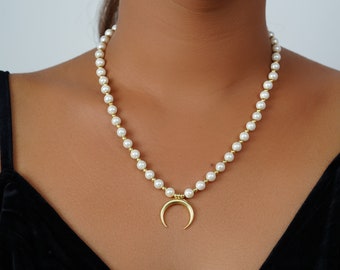 Pearl Necklace, Freshwater Pearl Choker, Handmade Pearl Necklace, Beaded White Pearl Necklace, Gift For Her