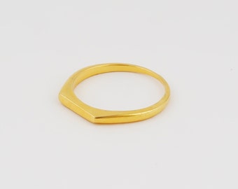 Signet Ring, Silver Bar Signet Ring, Flat Bar Ring, Minimal Signet Ring, Dainty Plain Ring, Gift for Her