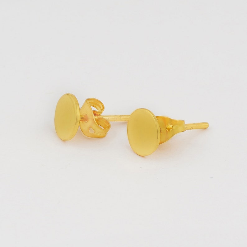 Round Stud Earrings, Sterling Silver Stud Earring, Minimal Earring, 18K Gold Plated Stud Earring, Flat Round Stud image 4