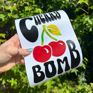 Cherry Decal Cherry Bomb Trendy Summer Wall Art Fruit Unique Gift Laptop Sticker Waterproof Vinyl Decal For Cars Water Bottles Laptop