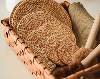 Rattan coasters - 6 pieces