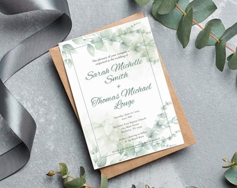 Eucalyptus Watercolor Template Wedding Set | Invitation Bundle | Printable Invite Bundle