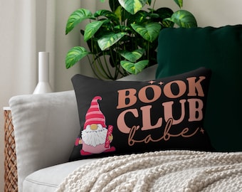 Gnome Book Club Babe Spun Polyester Lumbar Pillow