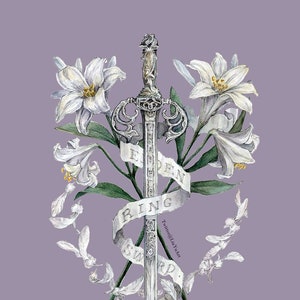 Elden Ring Sword of St.Trina giglio fan art acquerello Liu Yu Art, arte originale/stampa decorazione murale dipinto in stile antico vintage