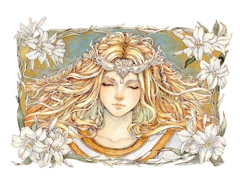 Elden Ring Miquella fan art watercolor Liu Yu Art, Original art work A4 A3 print poster collection wall dacoration painting