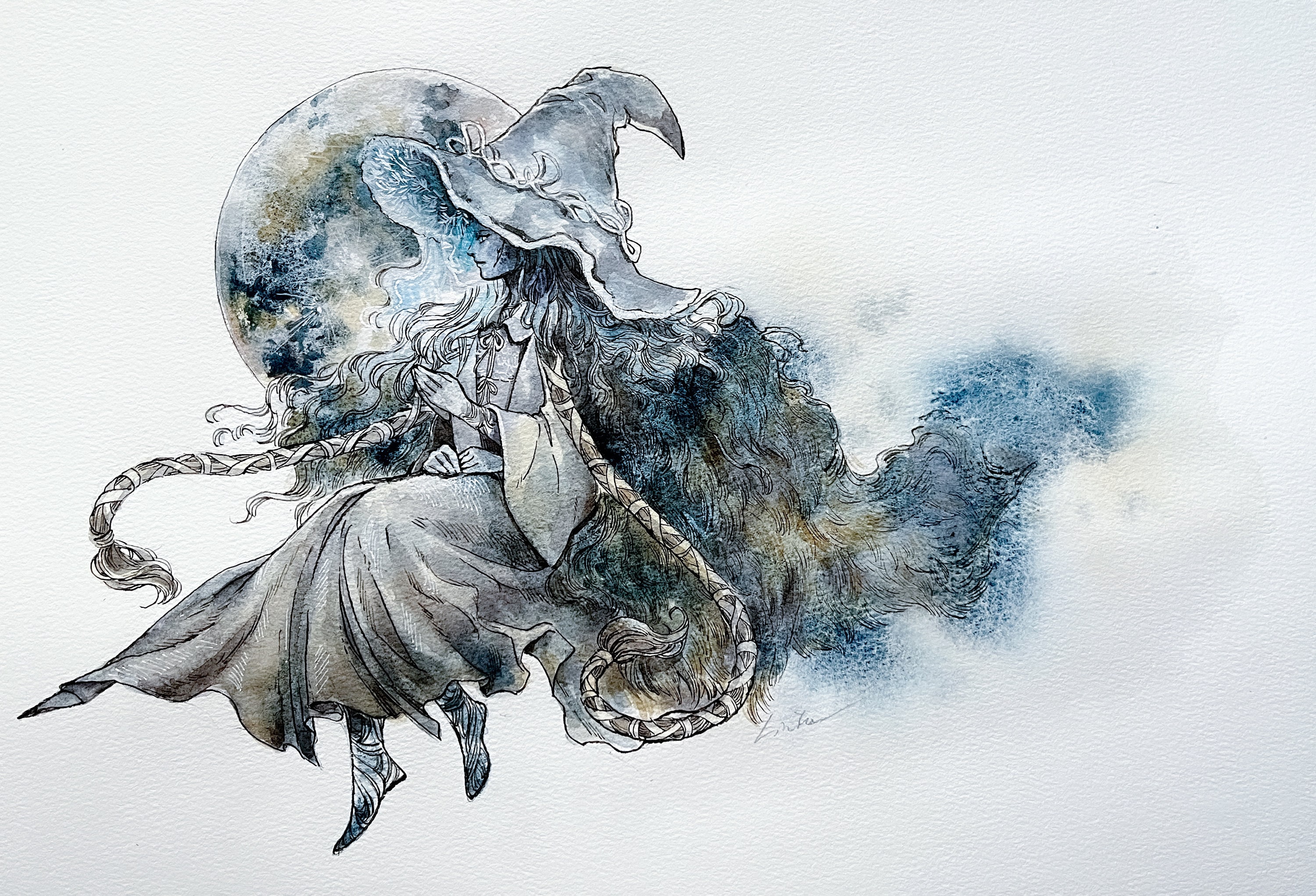 Elden Ring Ranni the Witch Fan Art Watercolor Liu Yu Art 