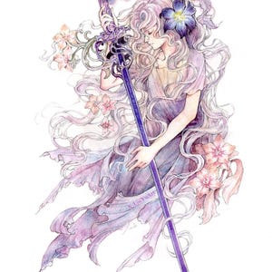 Impresión de acuarela Trina A3 de Elden Ring, arte de fan de Liu Yu, decoración de pared, ilustración de estilo antiguo vintage