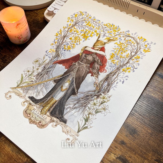 Elden Ring Malenia Fan Art Watercolor Liu Yu Art Original Art