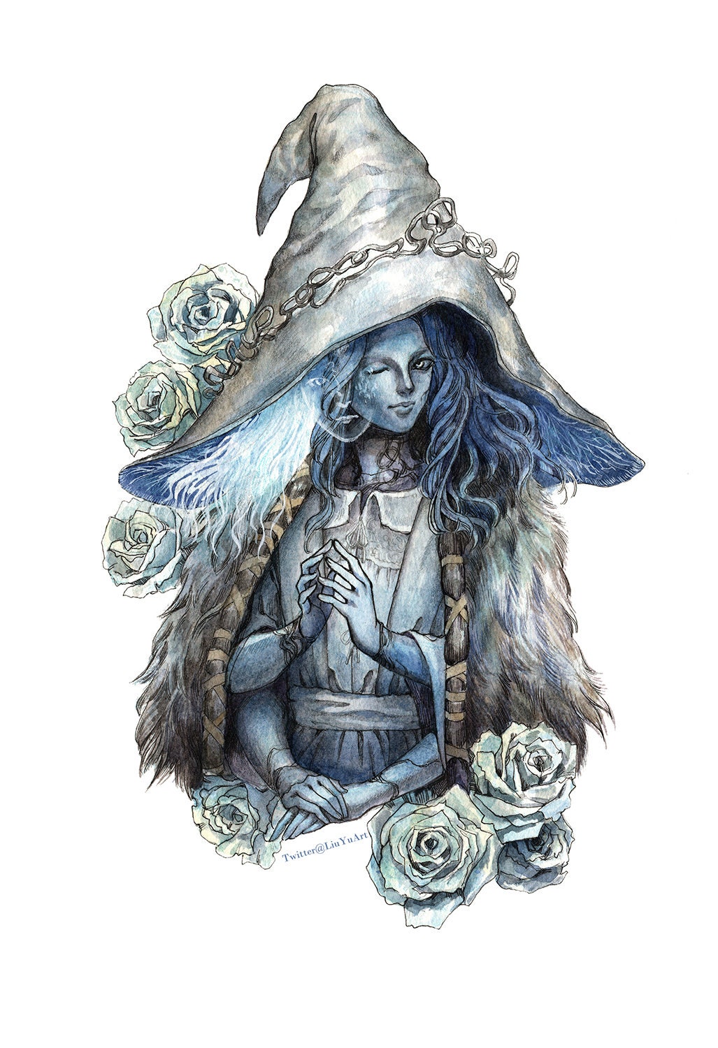 Elden Ring Malenia Valkyrie A4 Print Fan art watercolor 