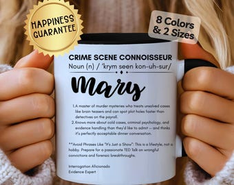 Personalized True Crime Coffee Mug, Crime Scene Connoisseur
