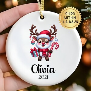Personalized Name Ornament, Cute Animal Ornament, Custom Holiday Gift, Personalized Christmas Gift, Name Ornament, Christmas Gift