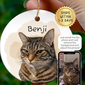 Personalized Cat Photo Ornament: Custom Pet Remembrance Gift