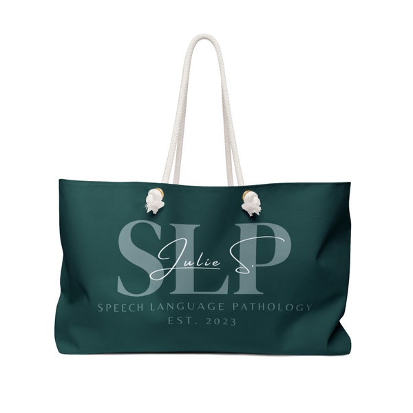 Green SLP Tote Bag, Personalized slp therapy tote, slp materials bag, Speech Therapy bags, Speech Pathology Totes, slp graduation gifts,