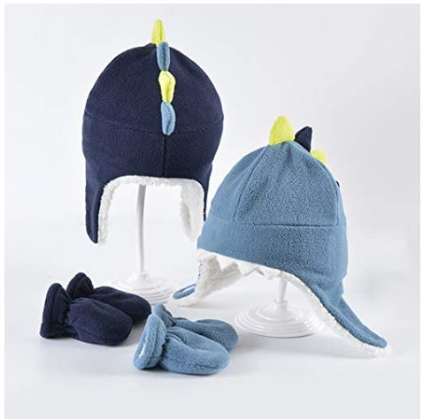 dinosaur hat and mittens set