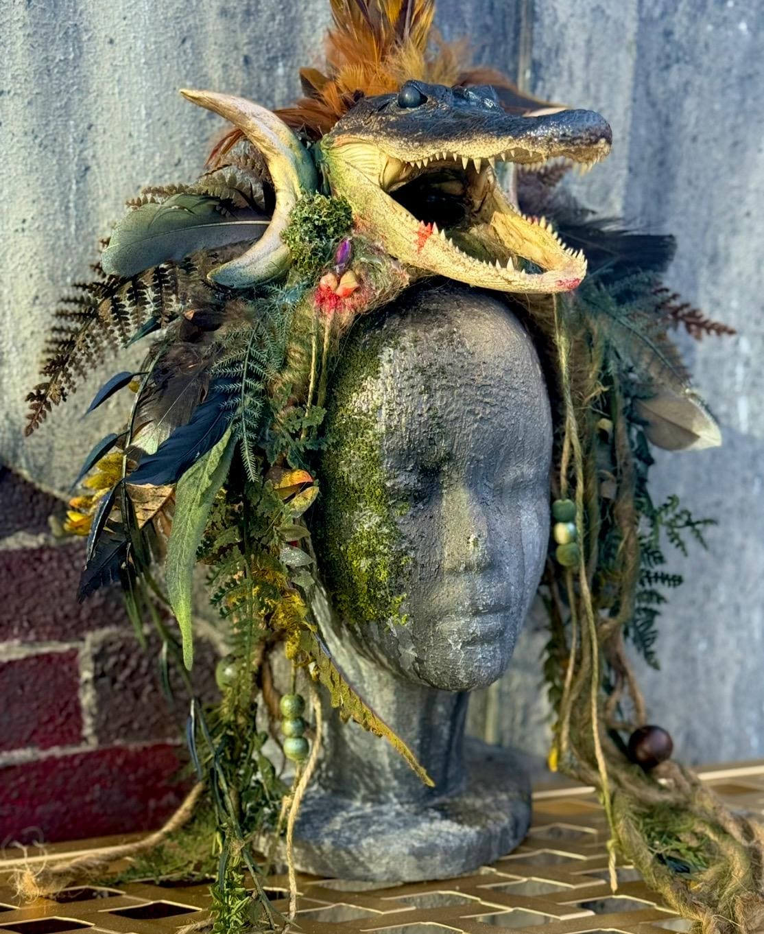 Swamp Witch Headpiece - Real Gator Head - Etsy display picture 3
