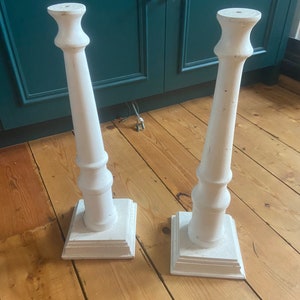 Pair of hand made, woods  lamp bases.