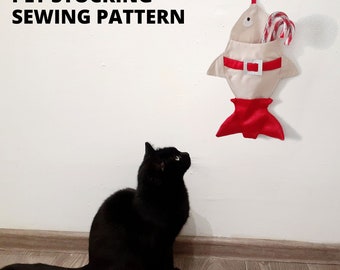 Muster Weihnachtsstrumpf Fisch, Weihnachtsstrümpfe für Katzen
