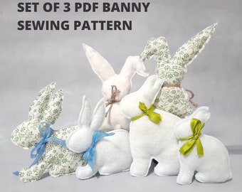 Set of 3 PDF Bunny sewing pattern