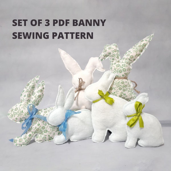 Set of 3 PDF Bunny sewing pattern