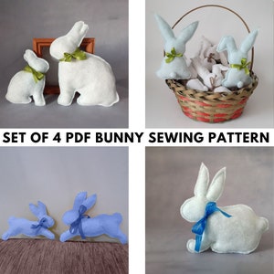 Bunny sewing pattern, Set of 4 PDF