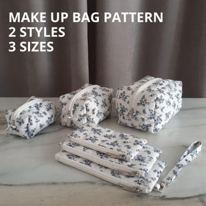 Patron de couture de trousse de maquillage, 2 modèles, 3 tailles, trousse de toilette matelassée