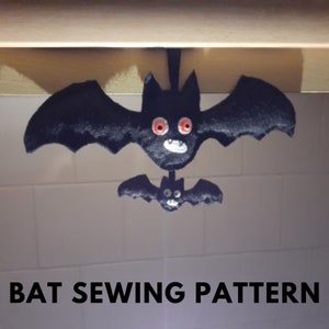 Handmade Spooky Halloween Gift, Bat plush pattern, bat toy sewing pattern, stuff bat PDF