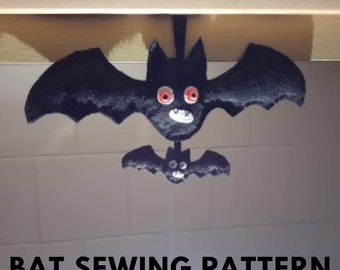 Patrón de costura para peluche de murciélago: Juguete espeluznante de Halloween (PDF)