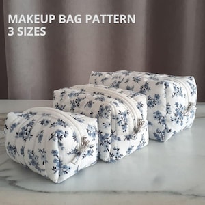 Patron de couture de trousse de maquillage, 3 tailles, trousse de toilette matelassée