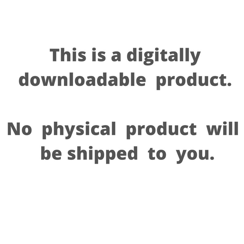 Op de afbeelding: Tekst die luidt: "Dit is een digitaal downloadbaar product. Er wordt geen fysiek product naar u verzonden."