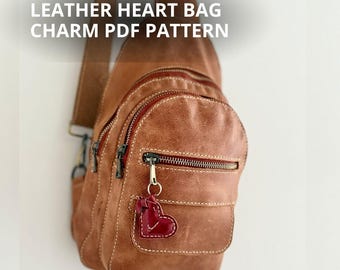Leather Heart Bag Charm PDF Pattern. Video Tutorial