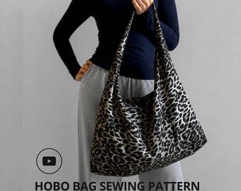 Patrón de costura en PDF y tutorial para bolso estilo hobo, videotutorial.