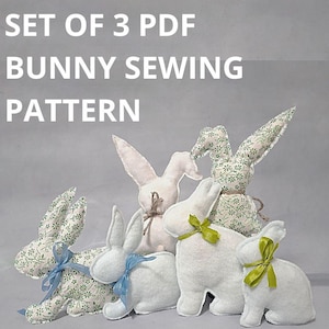 Set of 3 PDF Bunny sewing pattern